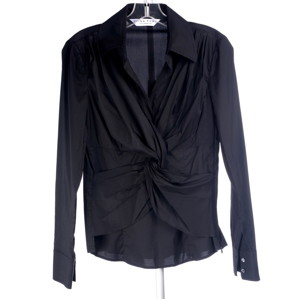 Trina Turk Black Twist Front button down shirt